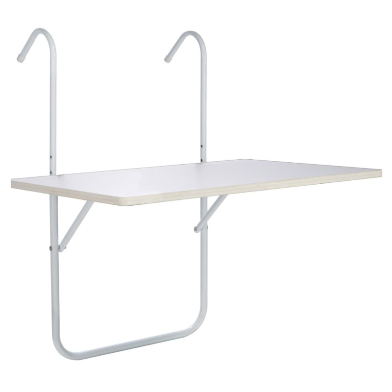 Produktbild för HI Hopfällbart balkongbord vit 60x40x1,2cm