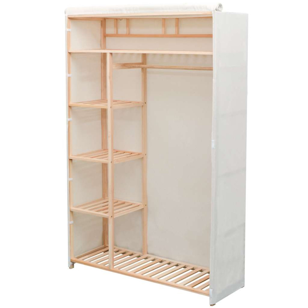 Produktbild för Garderob i tyg och furu 110x40x170 cm