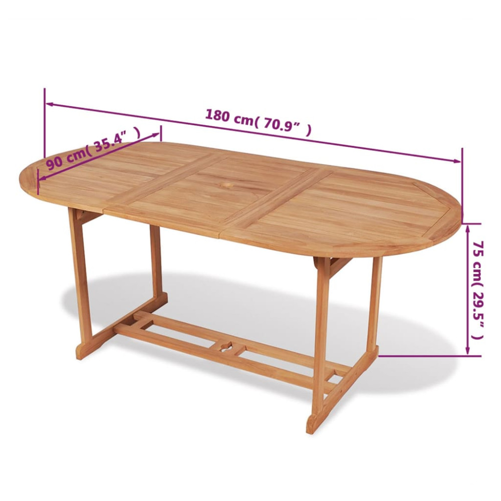 Produktbild för Trädgårdsbord 180x90x75 cm massiv teak
