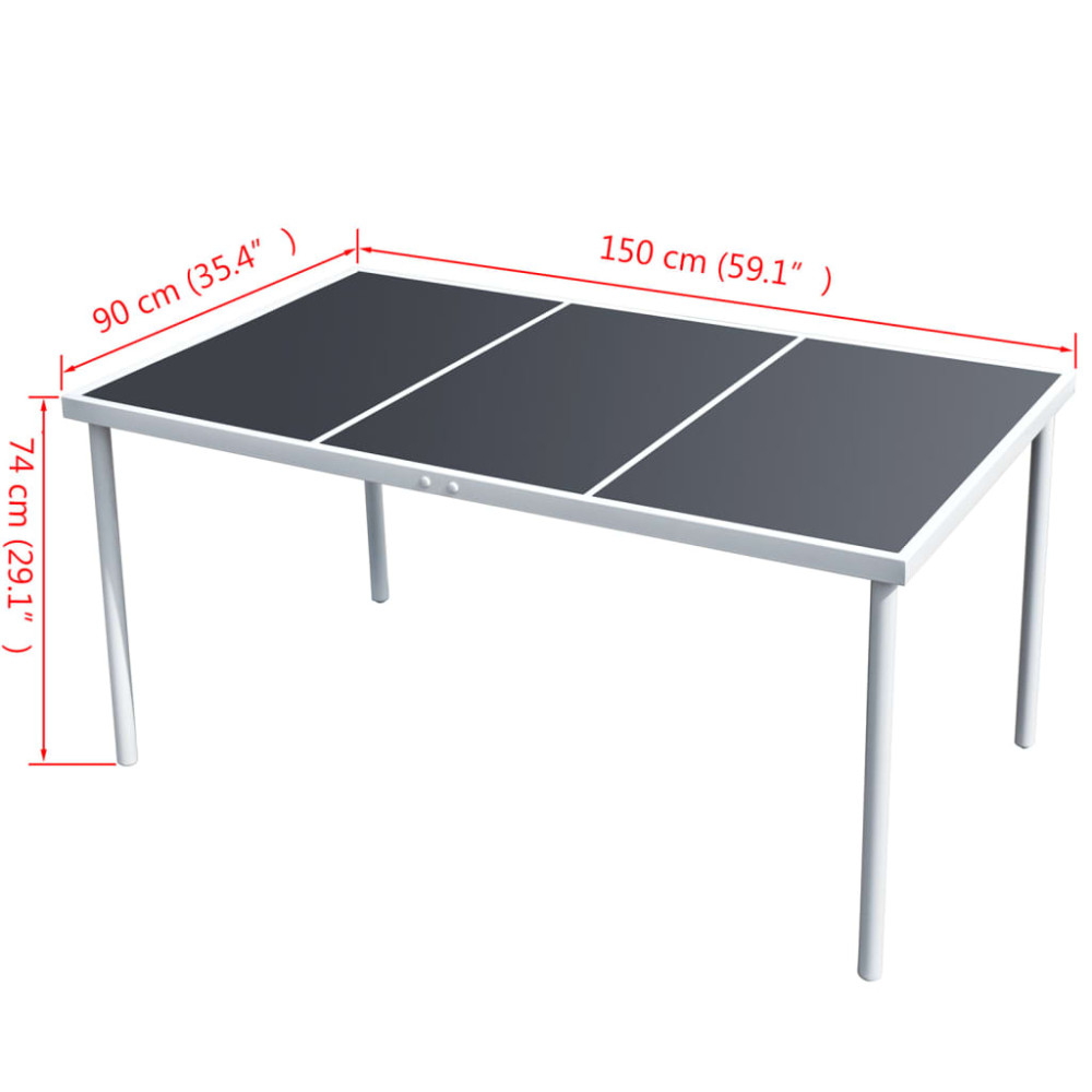 Produktbild för Trädgårdsbord 150x90x74 cm svart stål