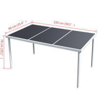 Produktbild för Trädgårdsbord 150x90x74 cm svart stål