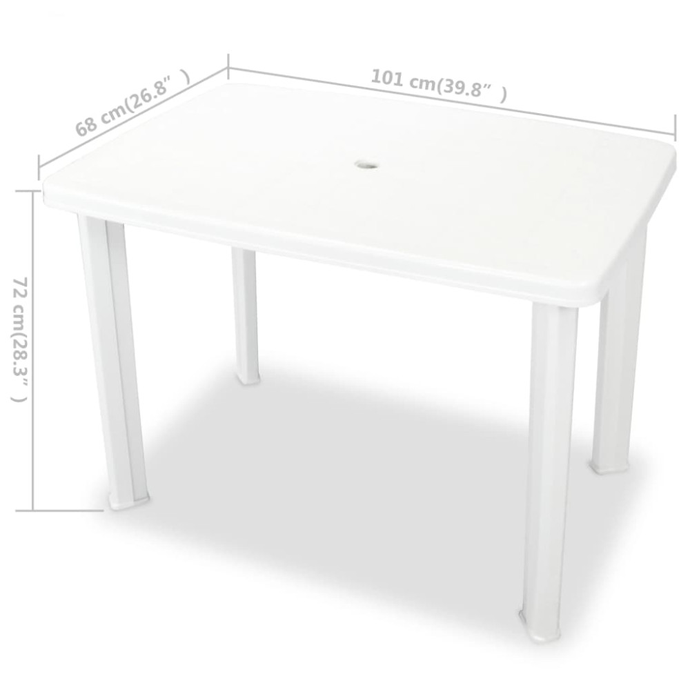 Produktbild för Trädgårdsbord vit 101x68x72 cm plast