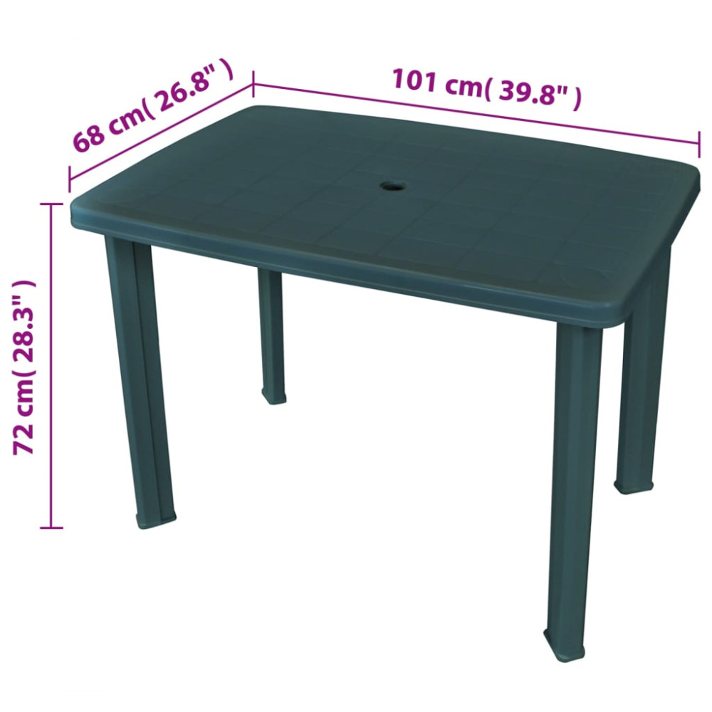 Produktbild för Trädgårdsbord grön 101x68x72 cm plast