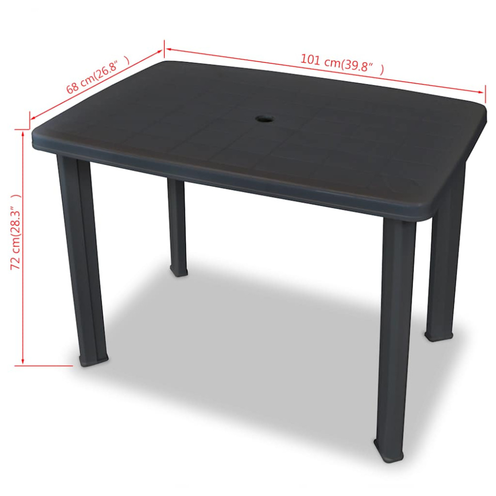 Produktbild för Trädgårdsbord antracit 101x68x72 cm plast