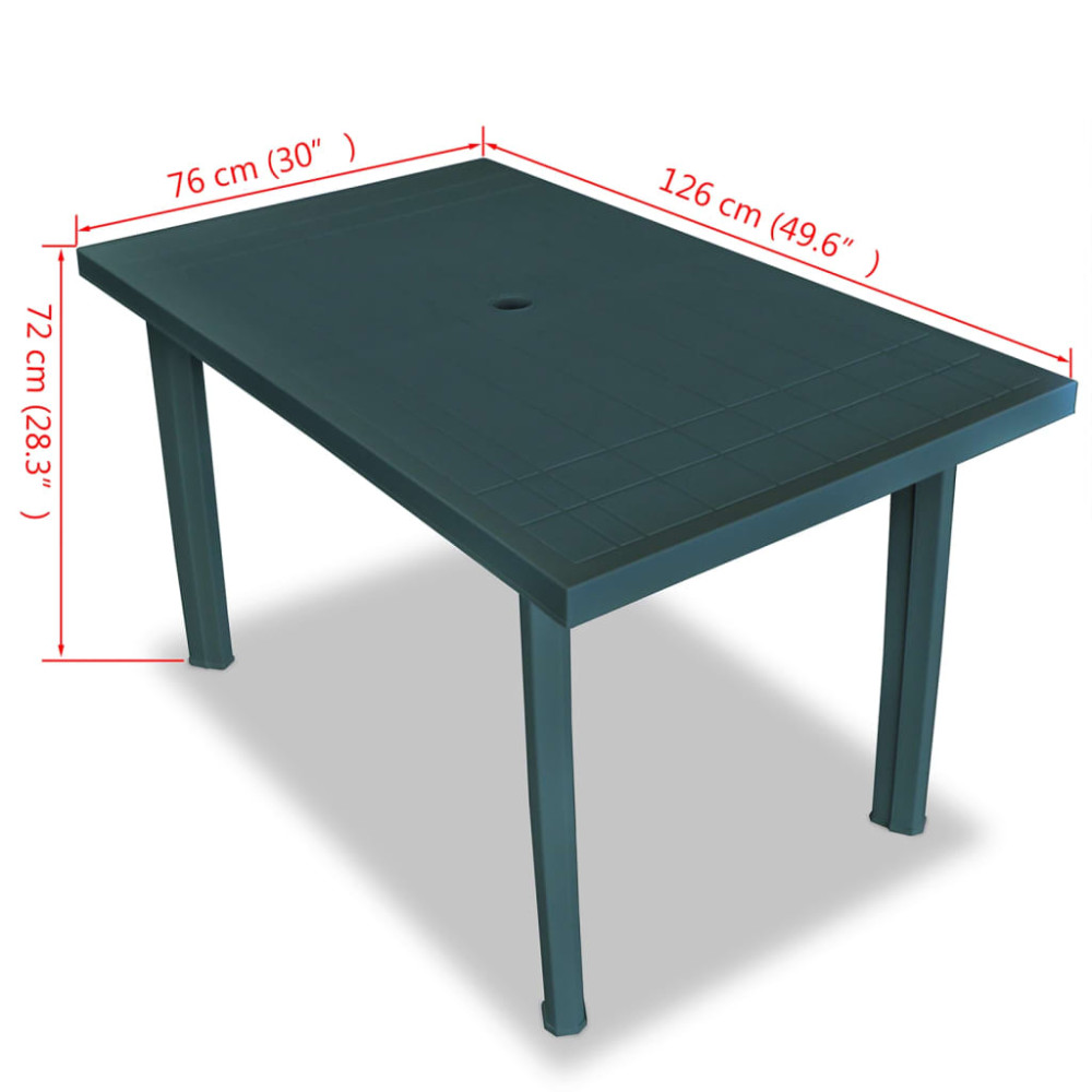 Produktbild för Trädgårdsbord grön 126x76x72 cm plast