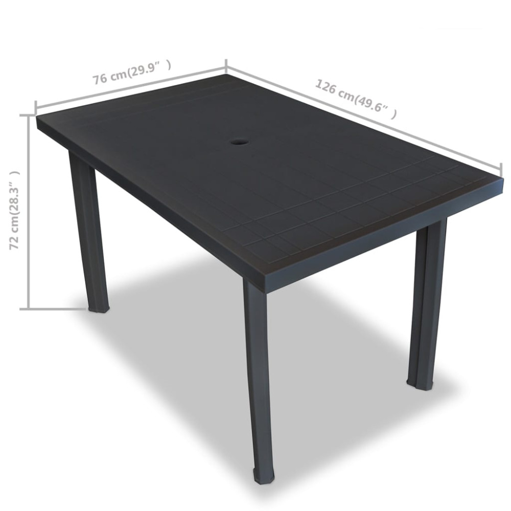 Produktbild för Trädgårdsbord antracit 126x76x72 cm plast