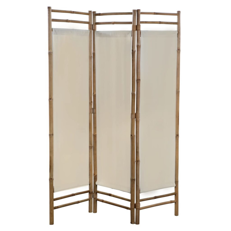 Produktbild för Rumsavdelare 3 paneler hopfällbar bambu och kanvas 120 cm