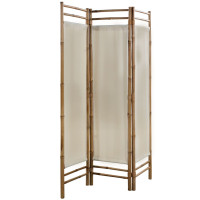 Miniatyr av produktbild för Rumsavdelare 3 paneler hopfällbar bambu och kanvas 120 cm