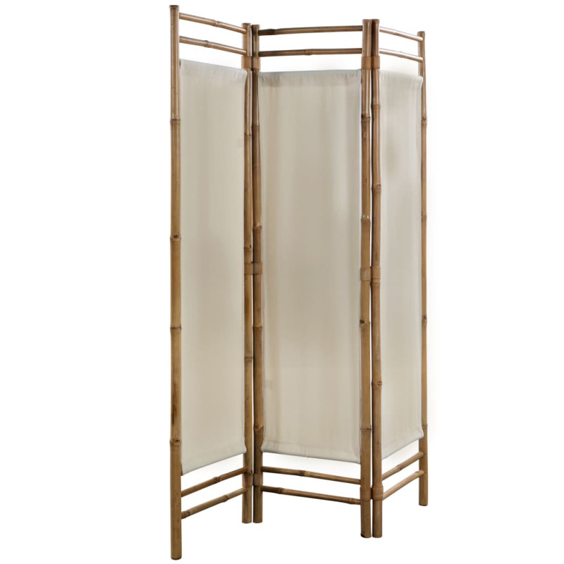Produktbild för Rumsavdelare 3 paneler hopfällbar bambu och kanvas 120 cm