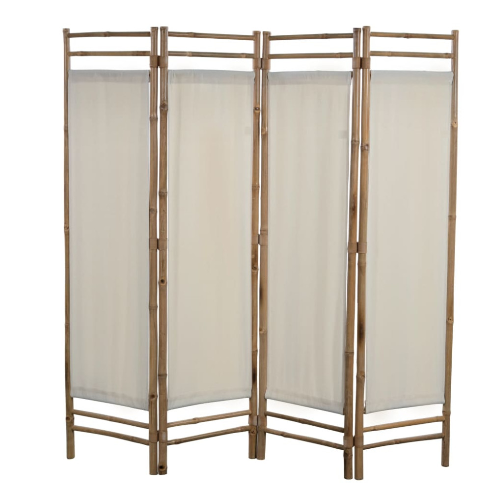 Produktbild för Rumsavdelare 4 paneler hopfällbar bambu och kanvas 160 cm