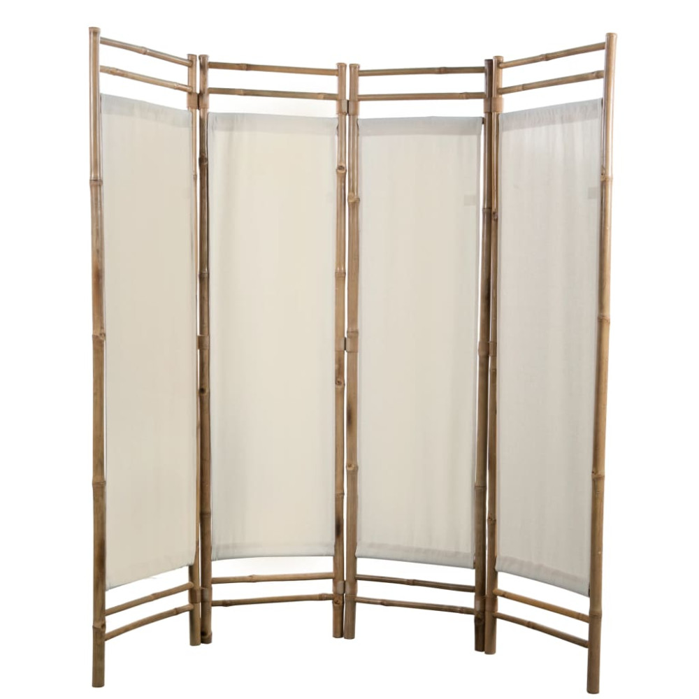Produktbild för Rumsavdelare 4 paneler hopfällbar bambu och kanvas 160 cm