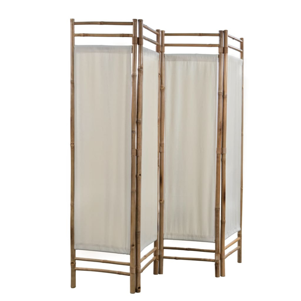 Produktbild för Rumsavdelare 4 paneler hopfällbar bambu och kanvas 160 cm