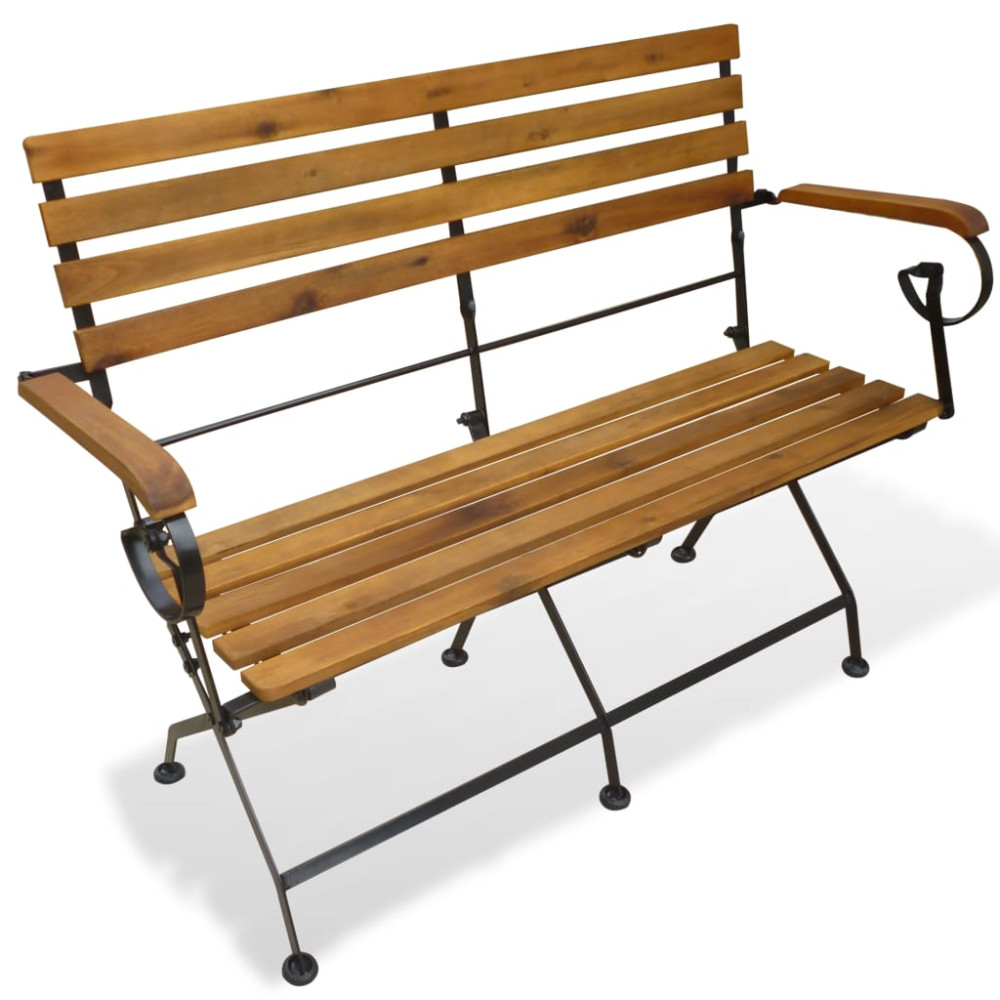 Produktbild för Hopfällbar trädgårdsbänk 112 cm massivt akaciaträ
