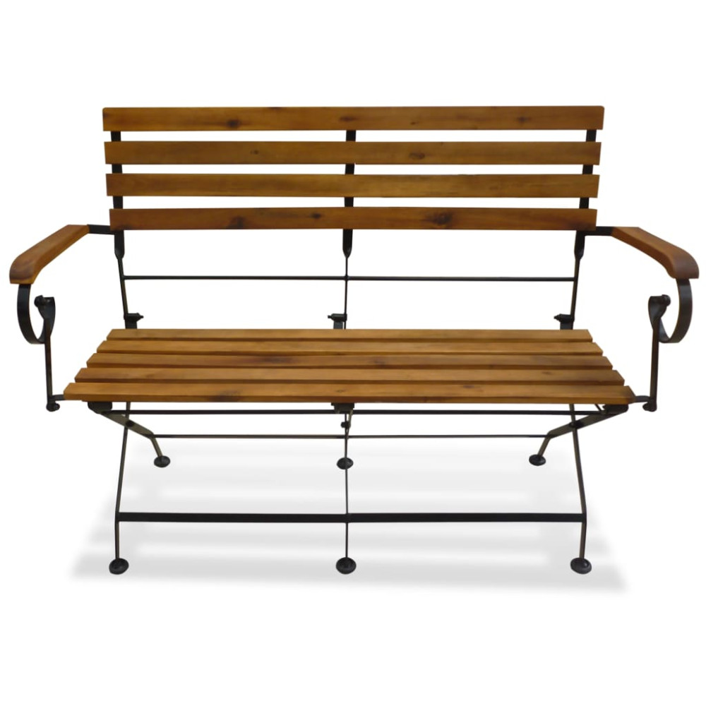 Produktbild för Hopfällbar trädgårdsbänk 112 cm massivt akaciaträ