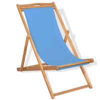 Produktbild för Strandstol teakträ 56x105x96 cm blå