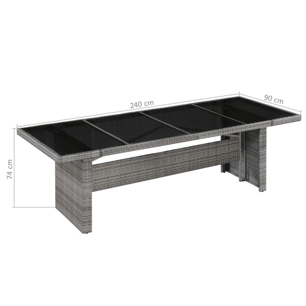 Produktbild för Trädgårdsbord 240x90x74 cm konstrotting och glas