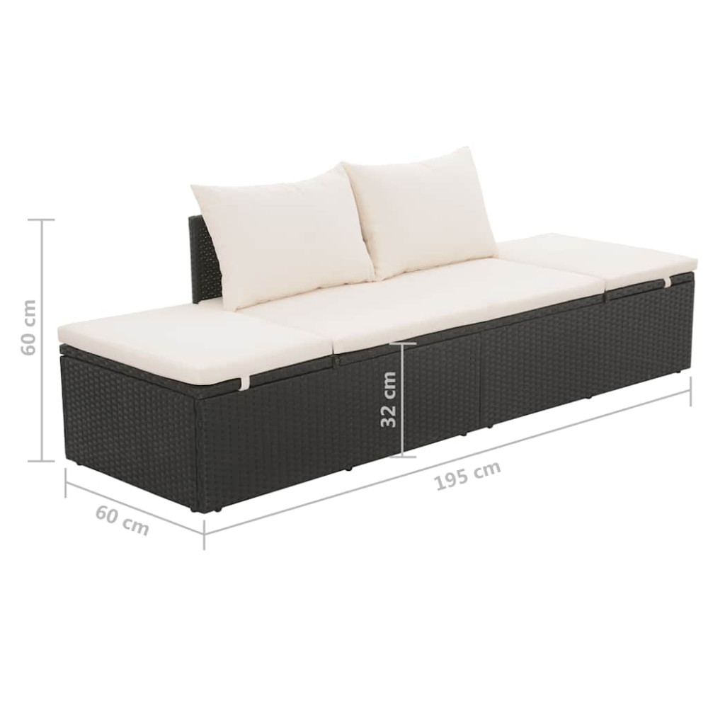Produktbild för Solsäng 195x60 cm konstrotting svart