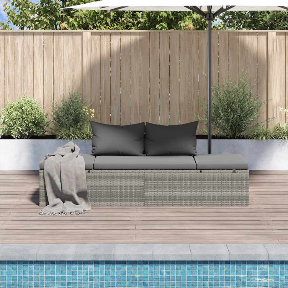 Produktbild för Solsäng 195x60 cm konstrotting grå