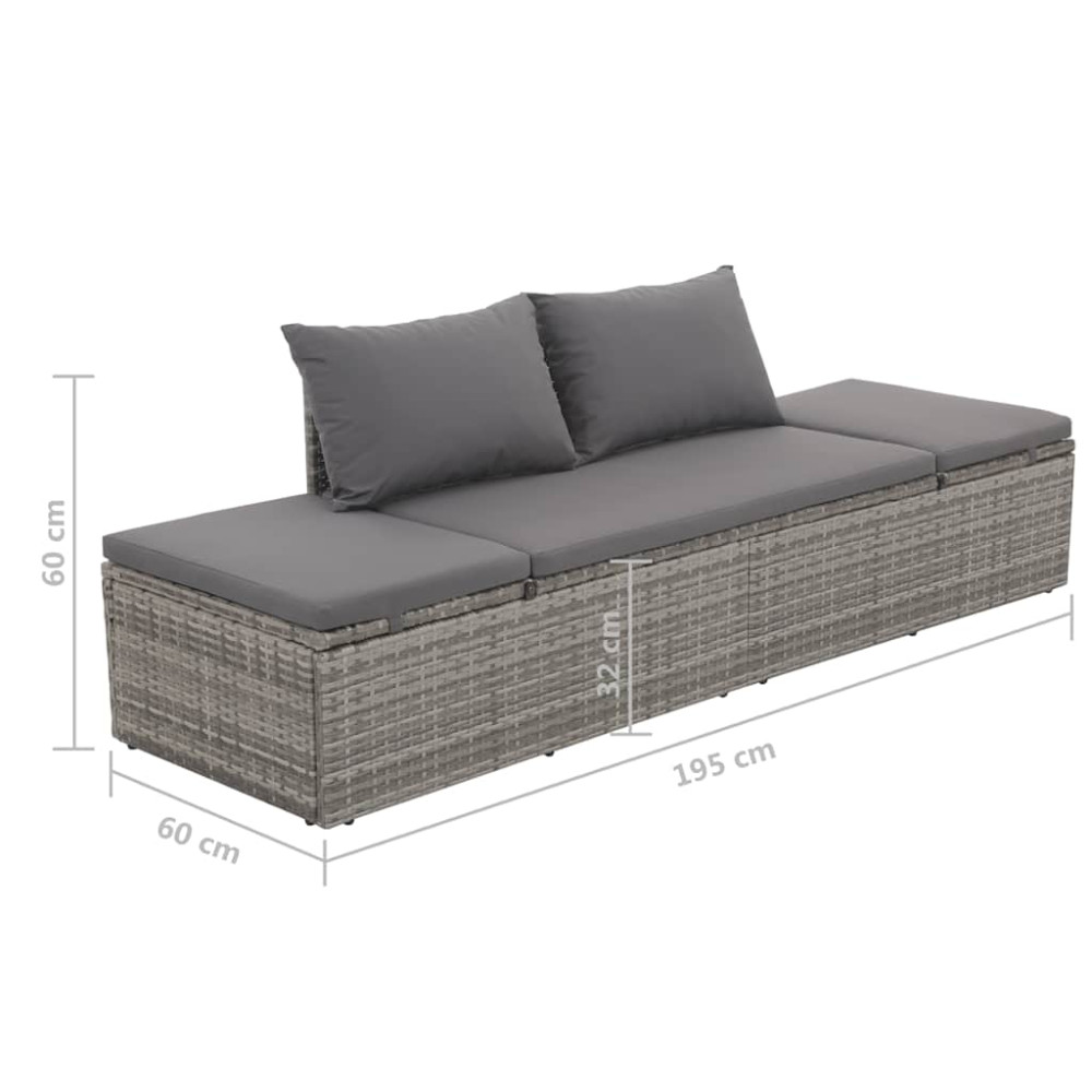 Produktbild för Solsäng 195x60 cm konstrotting grå