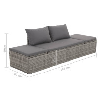 Produktbild för Solsäng 195x60 cm konstrotting grå
