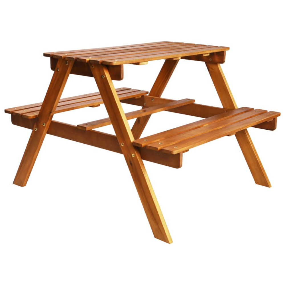 Produktbild för Picknickbord för barn med parasoll 79x90x60cm massiv akacia