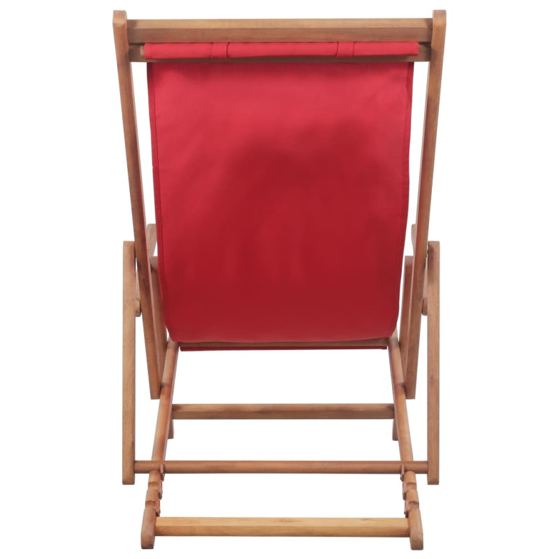Produktbild för Hopfällbar strandstol tyg och träram röd
