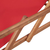 Miniatyr av produktbild för Hopfällbar strandstol tyg och träram röd