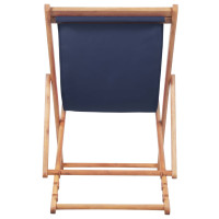 Produktbild för Hopfällbar strandstol tyg och träram blå