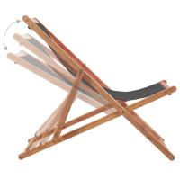 Produktbild för Hopfällbar strandstol tyg och träram grå