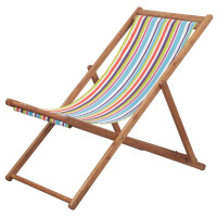 Produktbild för Hopfällbar strandstol tyg och träram flerfärgad