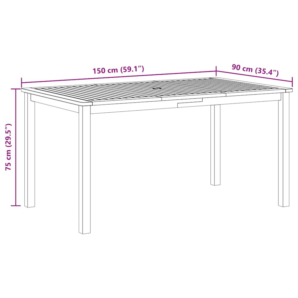 Produktbild för Trädgårdsbord 150x90x74 cm massivt akaciaträ