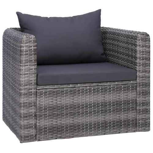 vidaXL Trädgårdsstol med dyna och kudde konstrotting grå