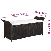 Produktbild för Förvaringsbänk med dyna 138 cm konstrotting brun