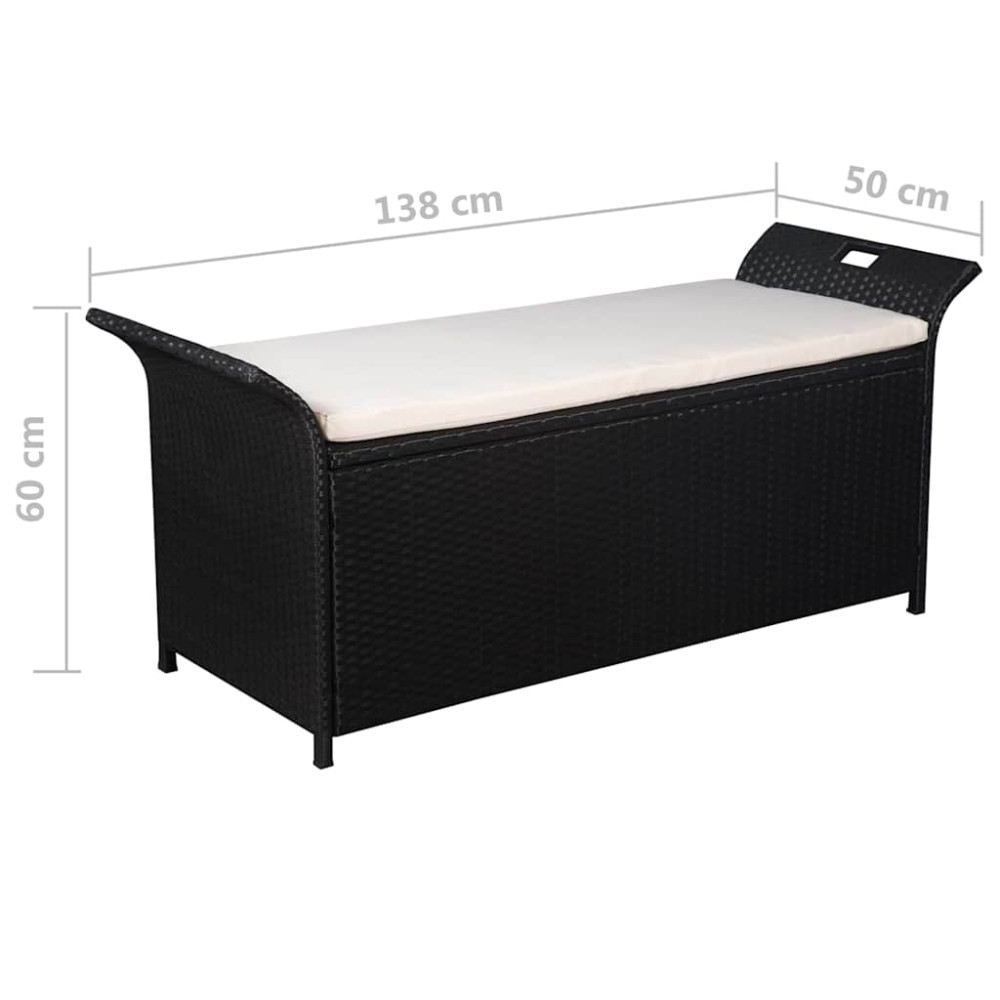 Produktbild för Förvaringsbänk med dyna 138 cm konstrotting svart