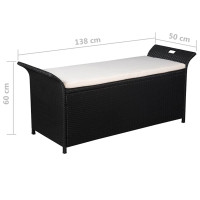 Produktbild för Förvaringsbänk med dyna 138 cm konstrotting svart