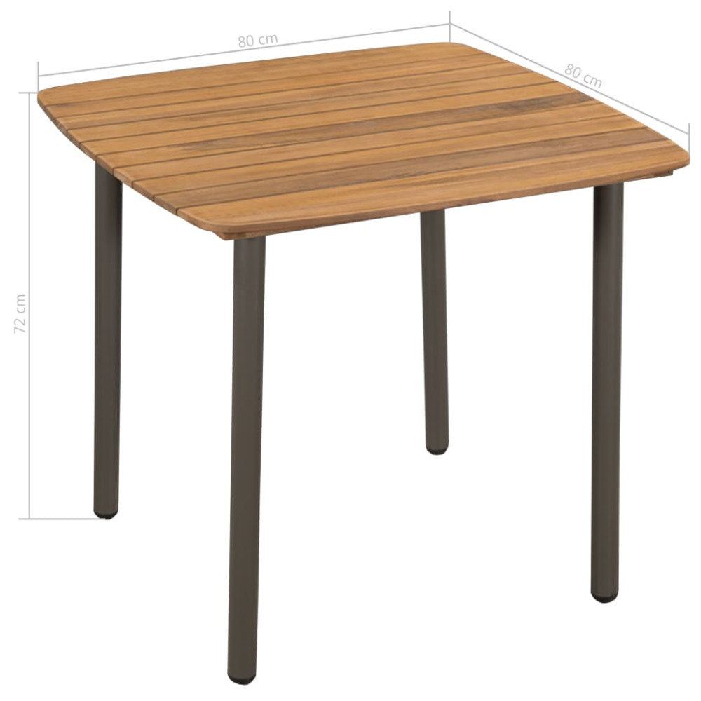 Produktbild för Trädgårdsbord 80x80x72cm massivt akaciaträ och stål