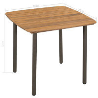 Produktbild för Trädgårdsbord 80x80x72cm massivt akaciaträ och stål