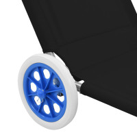 Produktbild för Hopfällbar solsäng med tak och hjul stål svart