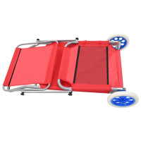 Produktbild för Hopfällbar solsäng med tak och hjul stål röd
