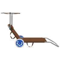 Produktbild för Hopfällbar solsäng med tak och hjul stål taupe