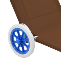 Produktbild för Hopfällbar solsäng med tak och hjul stål taupe