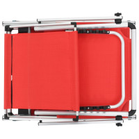 Produktbild för Hopfällbar solsäng med tak aluminium och textilen röd