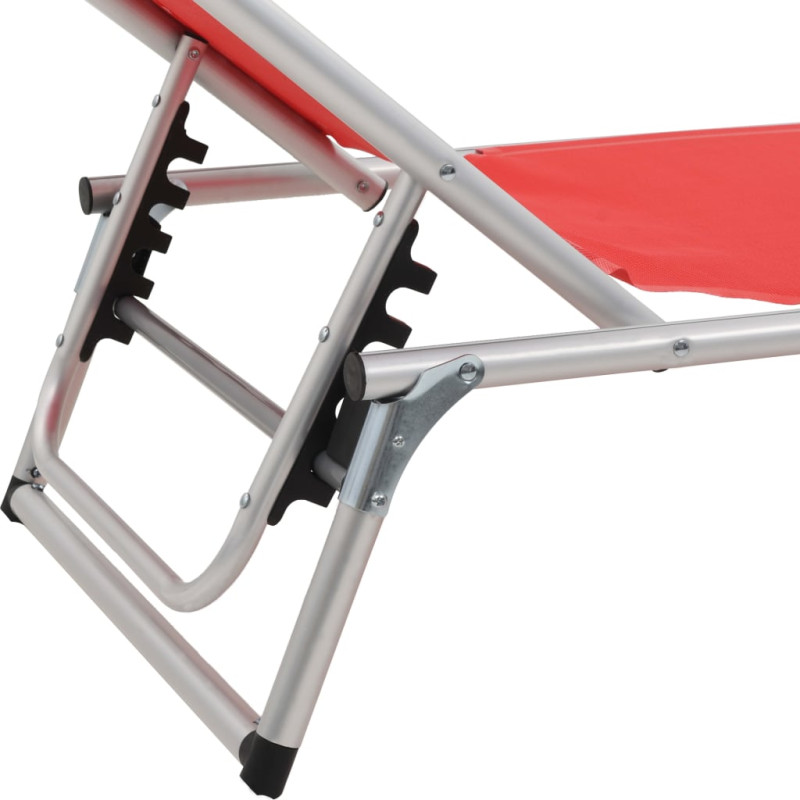 Produktbild för Hopfällbar solsäng med tak aluminium och textilen röd