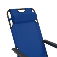 Produktbild för Hopfällbara solstolar 2 st med fotstöd stål blå