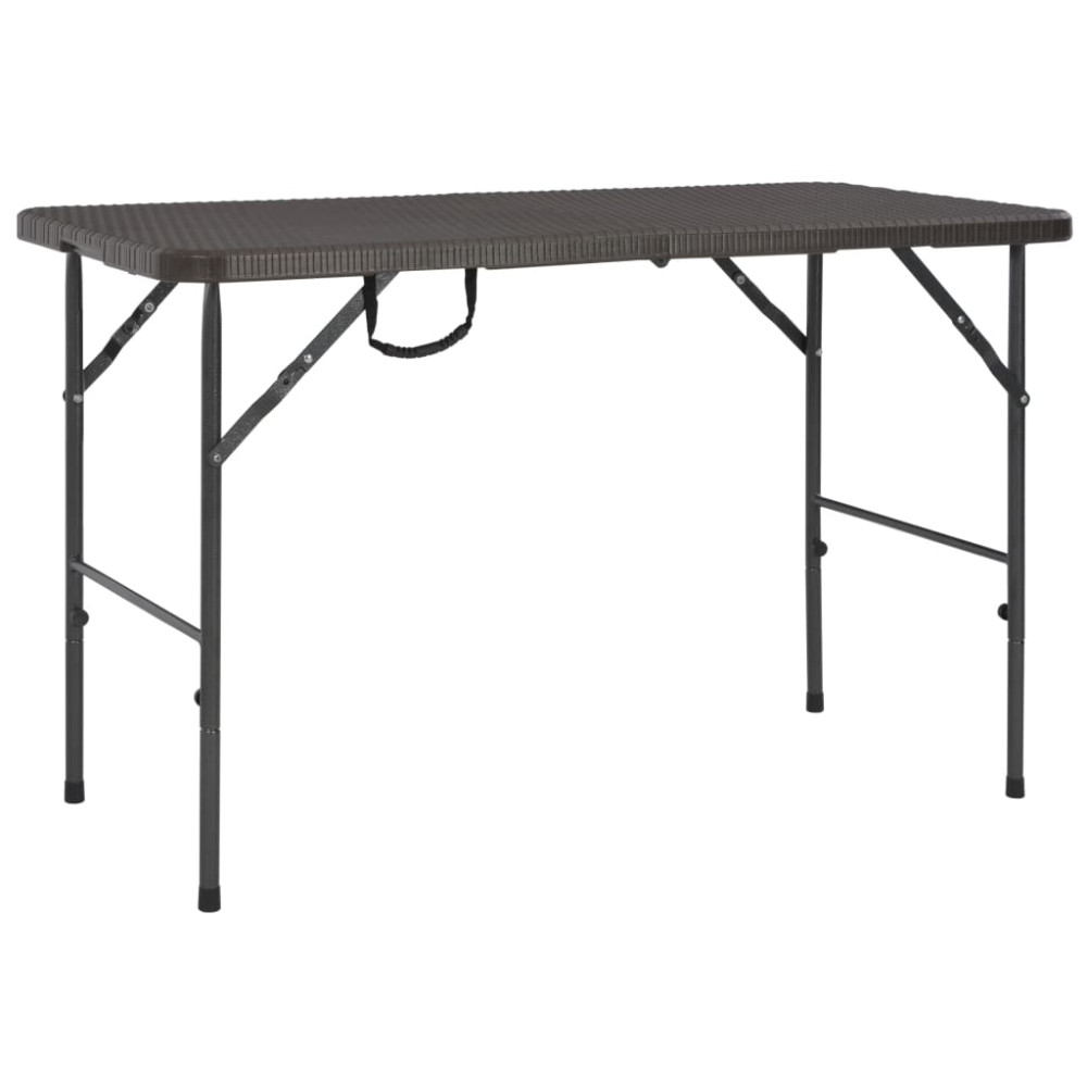 Produktbild för Hopfällbart trädgårdsbord brun 120x60x74 cm HDPE rotting