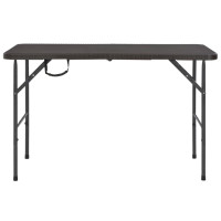 Produktbild för Hopfällbart trädgårdsbord brun 120x60x74 cm HDPE rotting