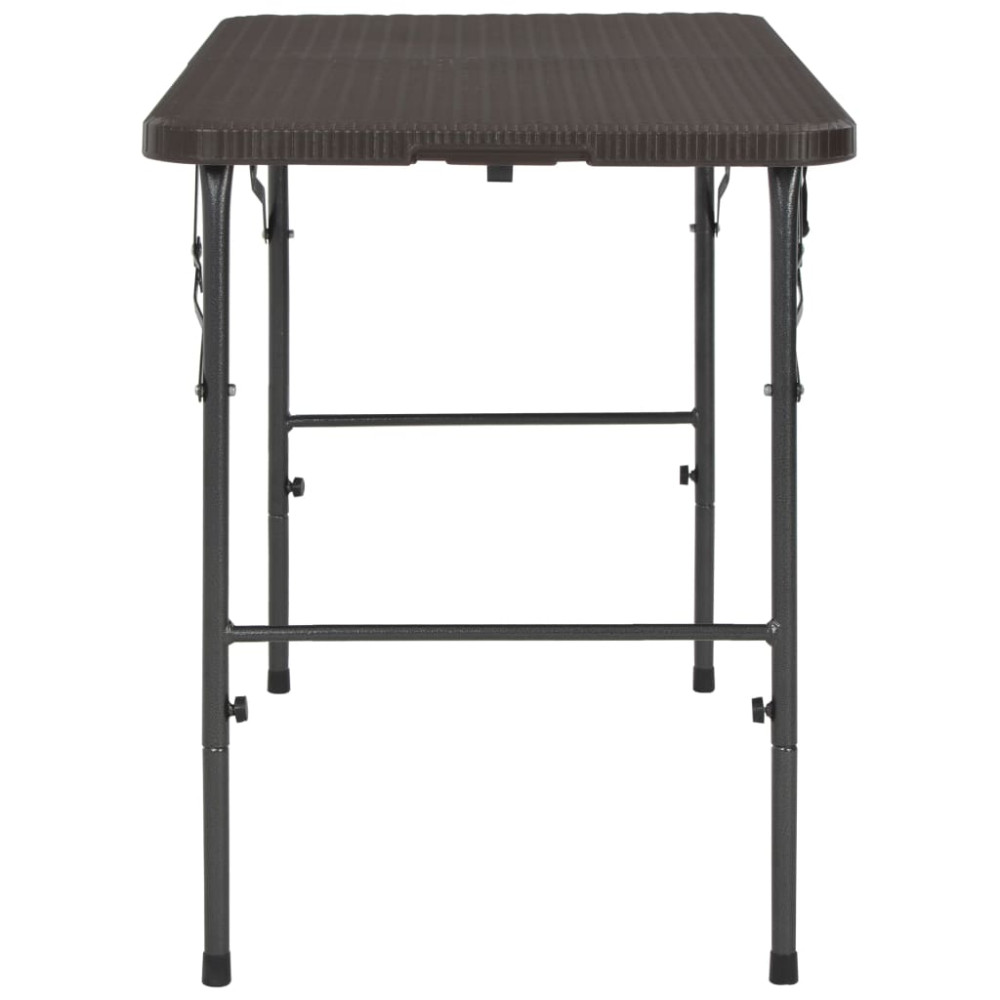 Produktbild för Hopfällbart trädgårdsbord brun 120x60x74 cm HDPE rotting