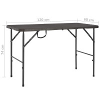 Produktbild för Hopfällbart trädgårdsbord brun 120x60x74 cm HDPE rotting
