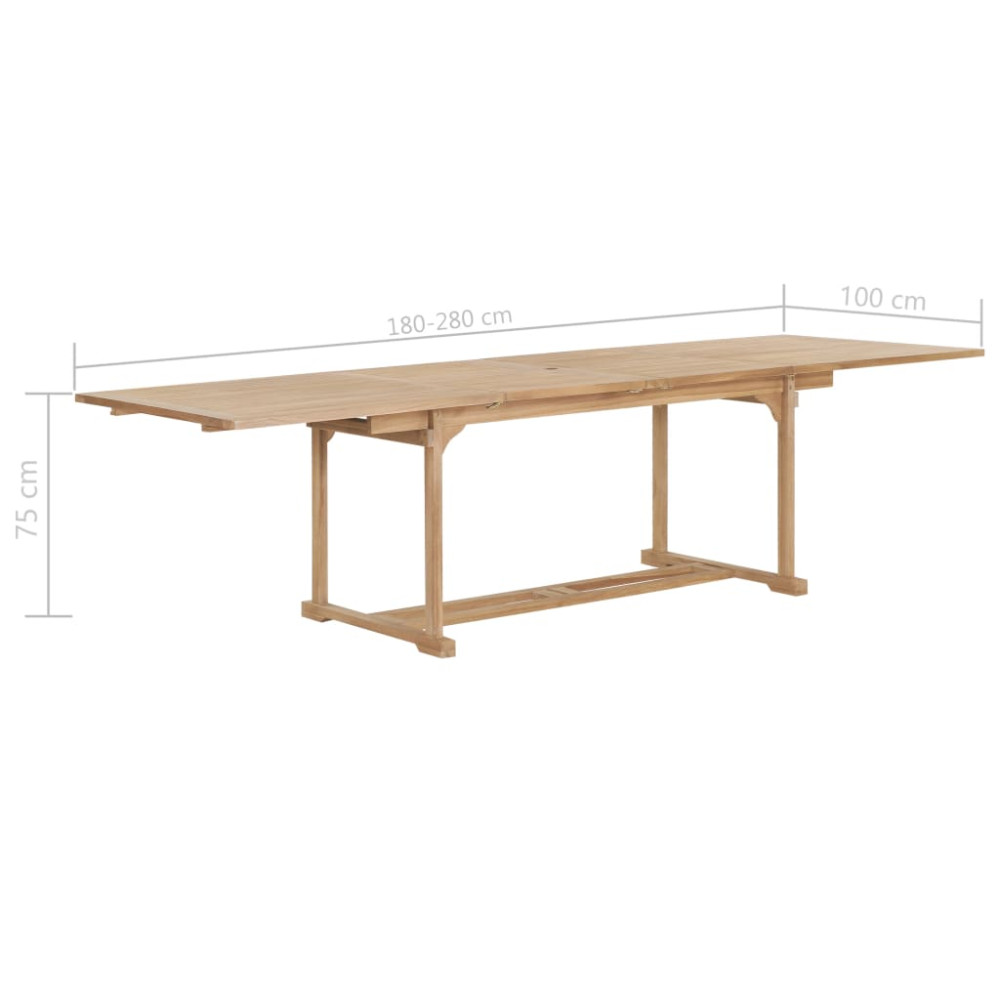 Produktbild för Trädgårdsbord utdragbart 180-280x100x75 cm massiv teak