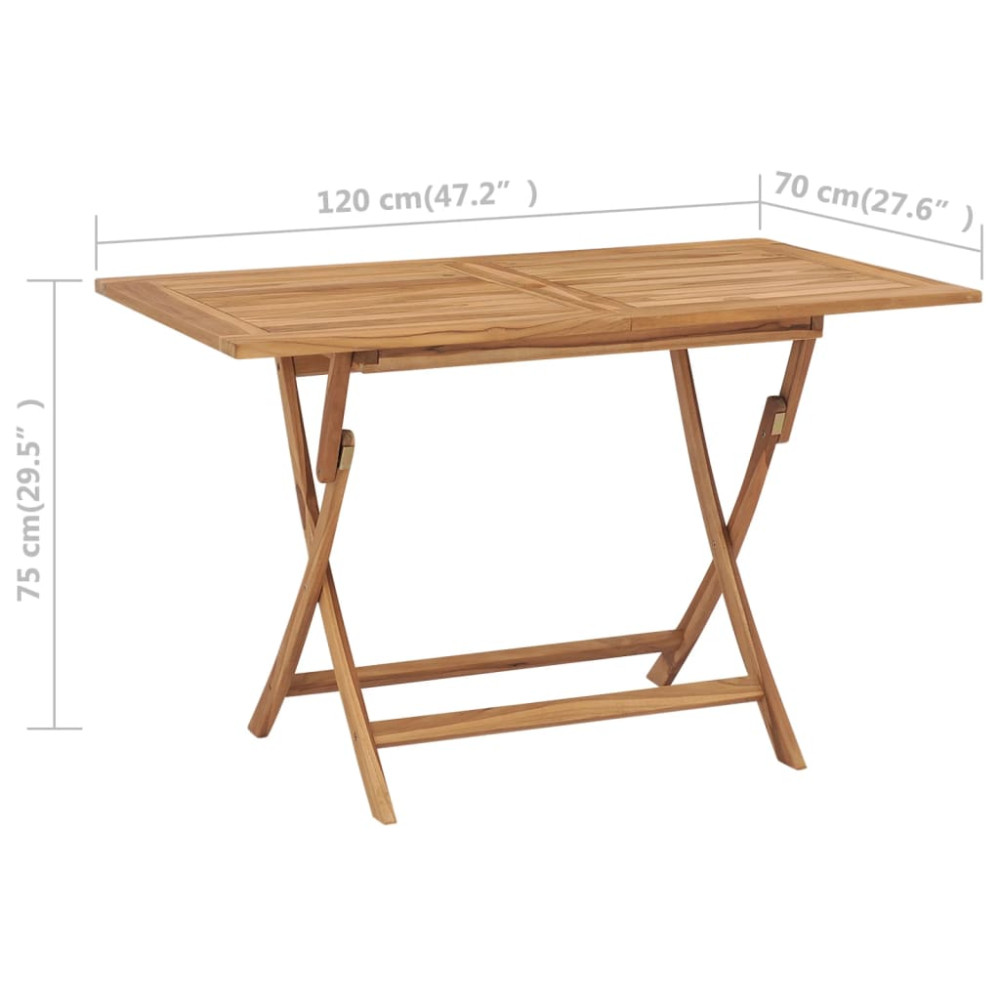 Produktbild för Hopfällbart trädgårdsbord 120x70x75 cm massivt teakträ
